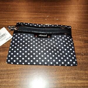 Nine West Cherish black and white polka dot make up bag